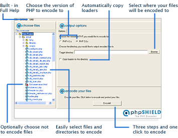 PhpSHIELD PHP Encoder Screenshot